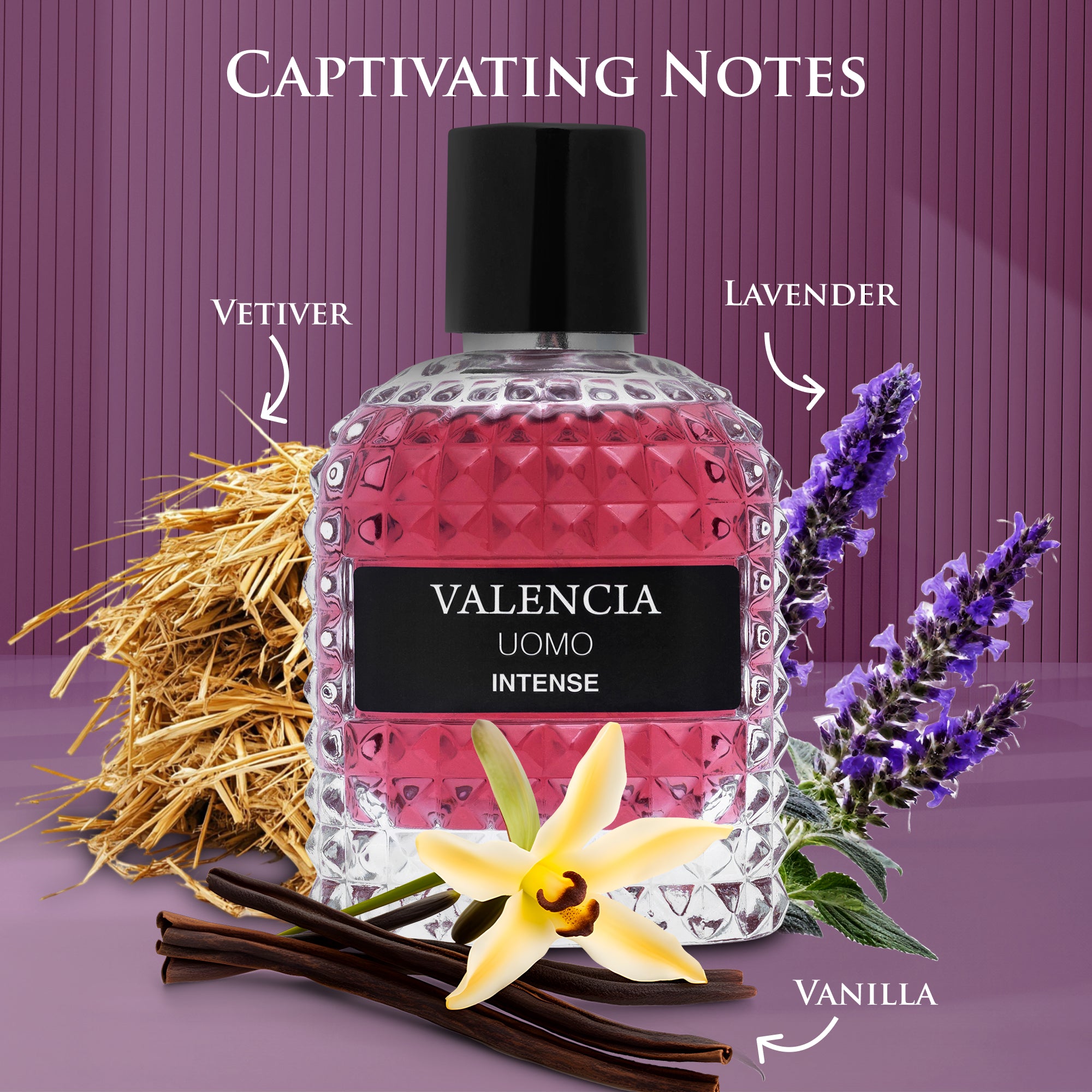 Valencia UOMO Intense Cologne for Men 3.4 oz - Rich & Sophisticated Vanilla Vetiver Scent | NovoGlow