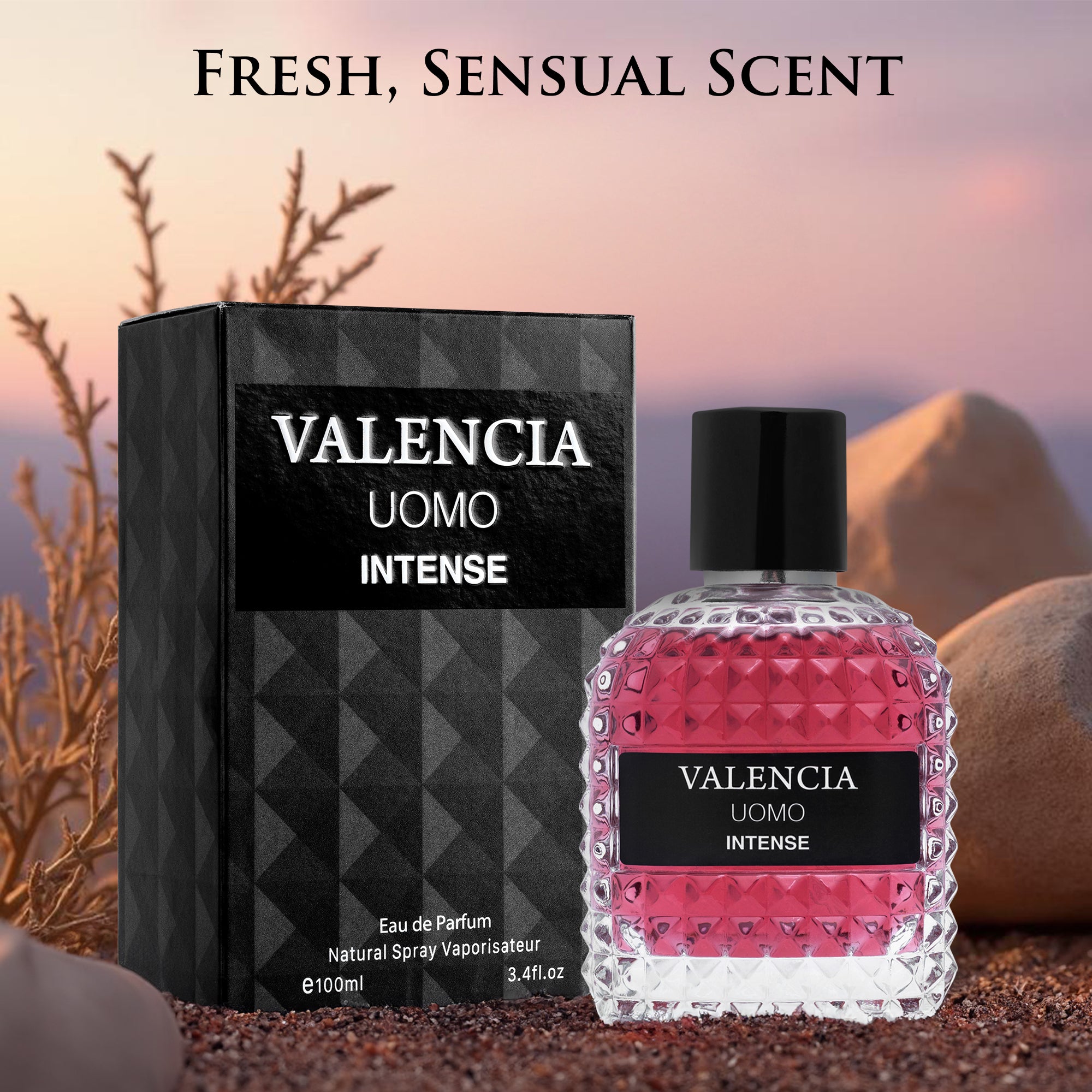 Valencia UOMO Intense Cologne for Men 3.4 oz - Rich & Sophisticated Vanilla Vetiver Scent | NovoGlow