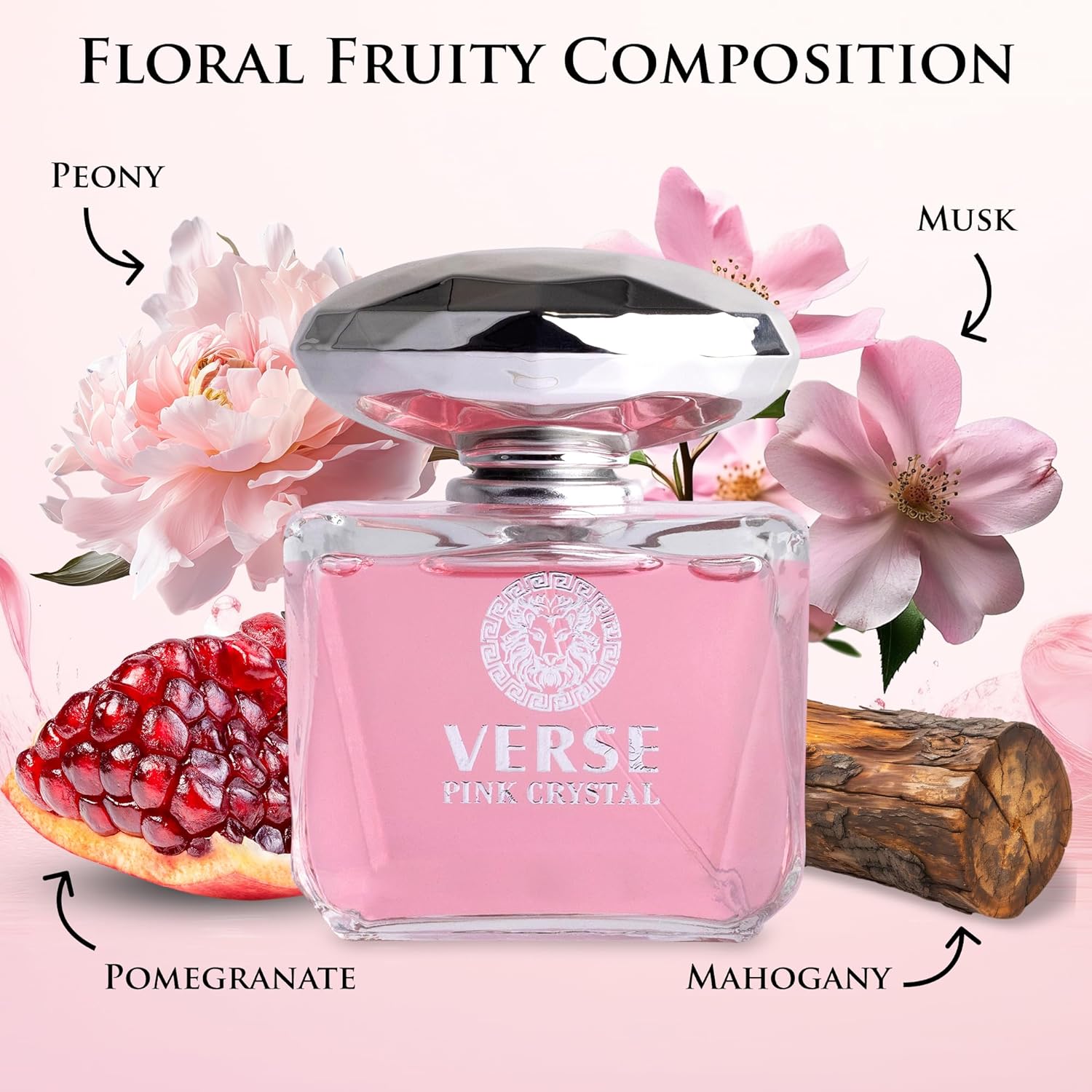 Verse Pink Crystal Women’s Fragrance by NovoGlow - 3.4 oz Perfume | Romantic &amp; Indulgent Scent | Long-Lasting for Women