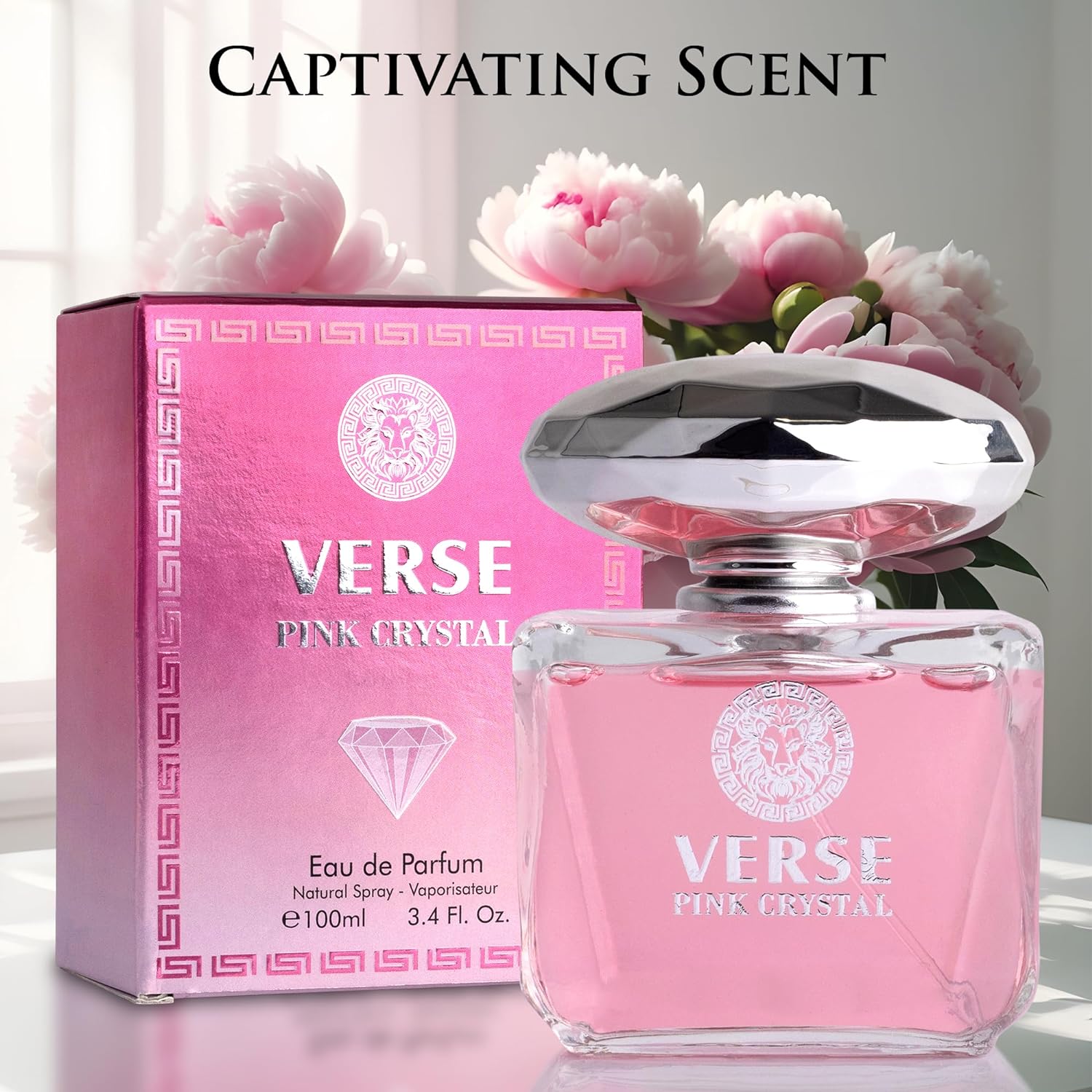 Verse Pink Crystal Women’s Fragrance by NovoGlow - 3.4 oz Perfume | Romantic &amp; Indulgent Scent | Long-Lasting for Women