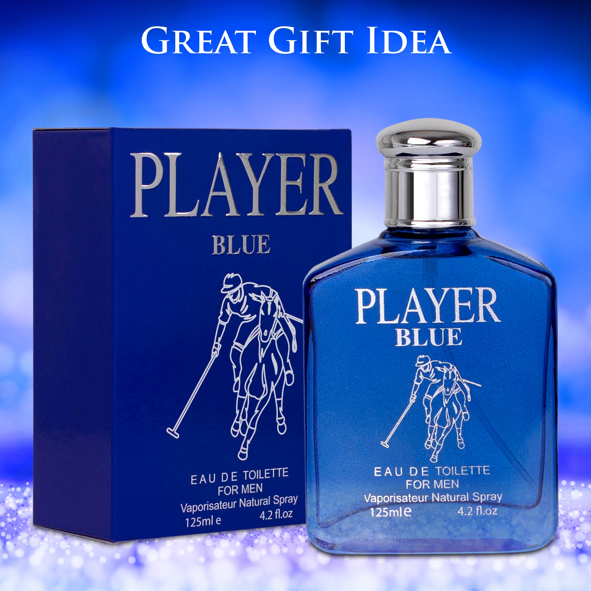 Player Blue Men’s Fragrance by NovoGlow - 3.4 oz Perfume | Fresh, Earthy &amp; Masculine Scent | Long-Lasting Cologne