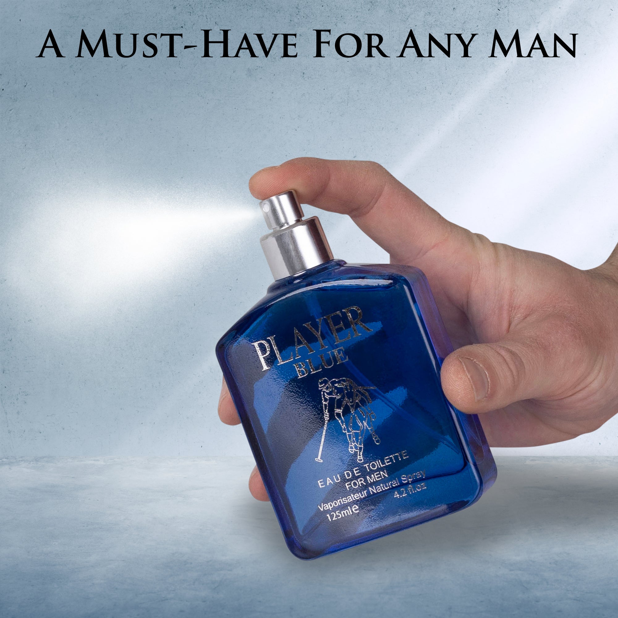 Player Blue Men’s Fragrance by NovoGlow - 3.4 oz Perfume | Fresh, Earthy &amp; Masculine Scent | Long-Lasting Cologne